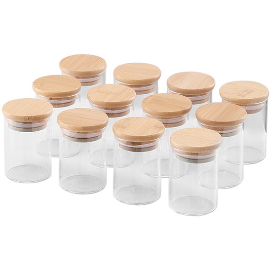 12Pcs Jars Wood Spice Rack