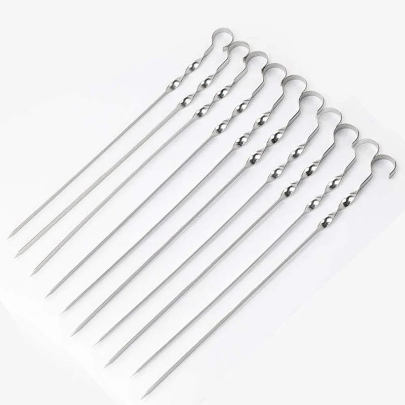 Complete BBQ Accessories 1 Piece Portable Grill 1 Piece Oil Spray Bottle 1 Piece Oil Bottle with Brush 1 Piece BBQ Clip Folder Grill (Pack of 6) Barbecue Skewers Stainless Steel Sticks