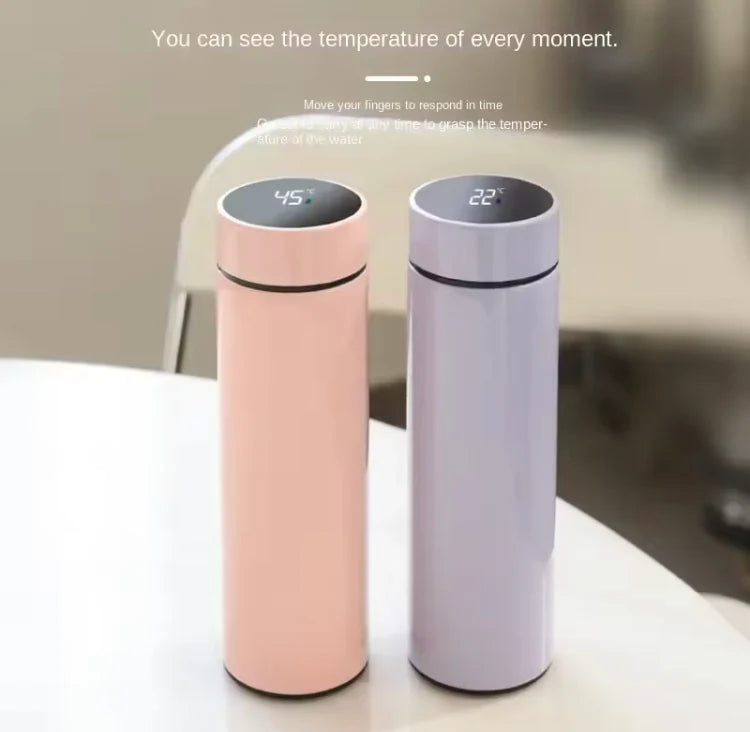 500ML LED Temperature Display Bottle, Stainless Steel Intellective Thermos with Double Bottom, Smart Vacuum Insulated Water Bottle, Digital Water Bottle - Temperature Display Vacuum Insulated, Thermos Flask Made of Premium Stainless Steel