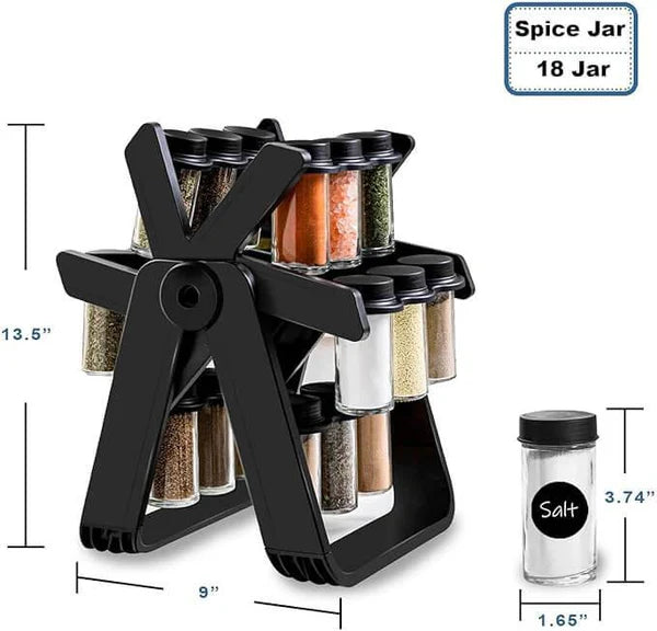 Rotating Spice Rack With 18 Jars, Multifunctional Rotatory Seasoning Rack, Seasoning Bottle Holder, Ferris Wheel Spice Shelves, Rotating Glass Seasoning Rack, Revolving Countertop Spice Organizer, Kitchen 360 Rotating Spice Rack