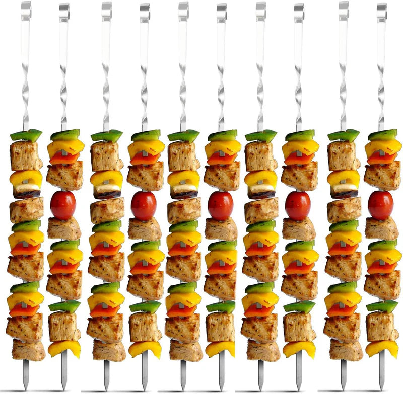 Complete BBQ Accessories 1 Piece Portable Grill 1 Piece Oil Spray Bottle 1 Piece Oil Bottle with Brush 1 Piece BBQ Clip Folder Grill (Pack of 6) Barbecue Skewers Stainless Steel Sticks