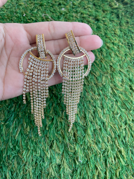 Luxury Gold color long tassel Dangle Earrings