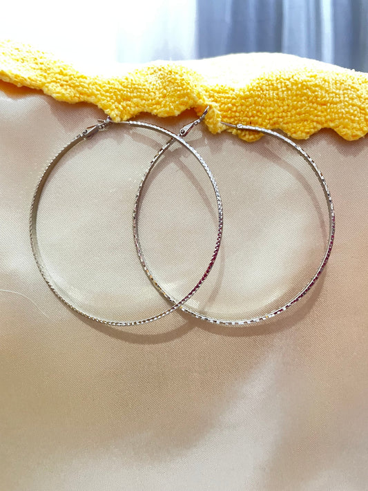 Sterling Silver big hoop heart earrings
