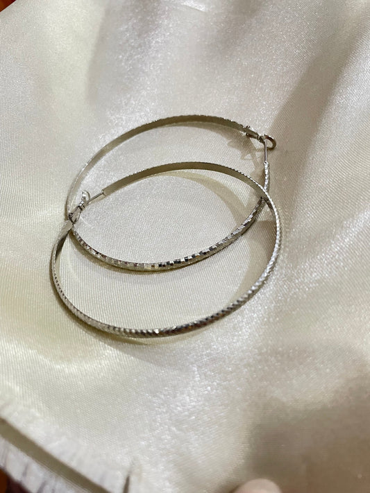 Sterling Silver big hoop heart earrings