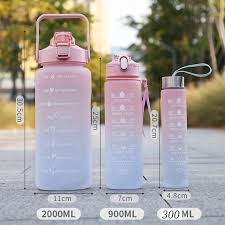 3 Pieces Combo Motivational Water Bottle Set
