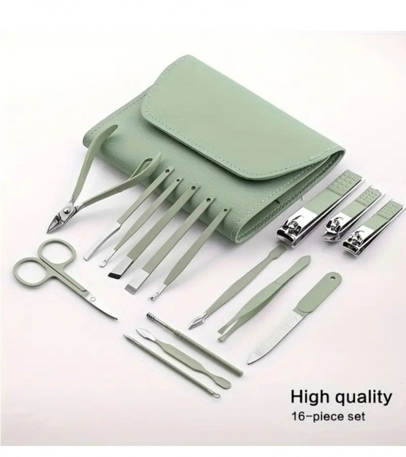 Manicure Pedicure Grooming Kit - Professional 16pcs Manicure Set - Stainless Steel Nail Clipper Set -  Stainless Steel set,